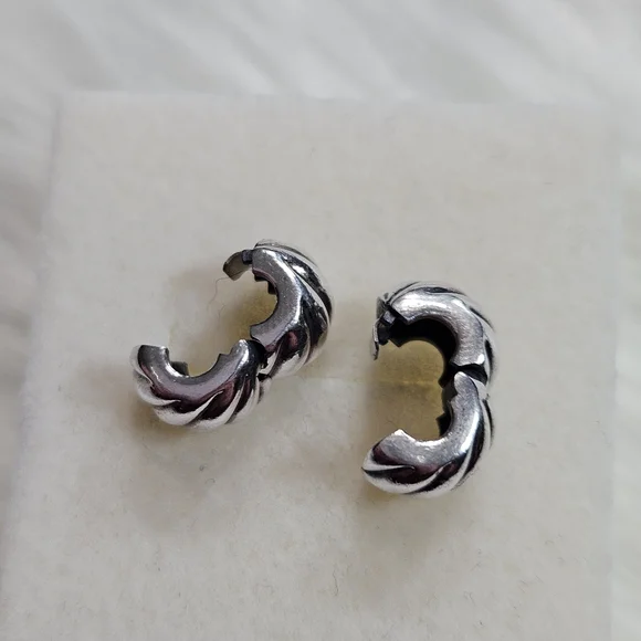 🆕️ Pandora Silver Polished Feathered Clip Charms - Picture 8 of 8